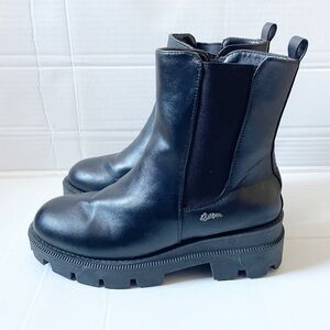 Sugar Womens Round Toe Elastic Band Chuncky Heel Black Chelsea Boots Sz 6.5